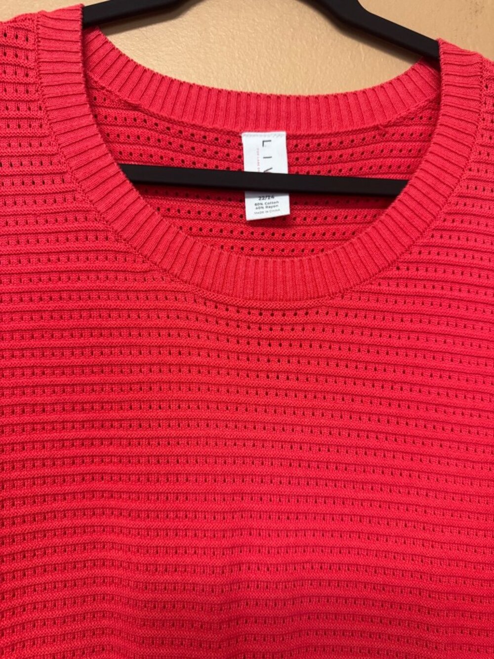 Lane Bryant Livi Coral Pink Pointelle Knit Dolman Sleeve Sweater 22/24 Beachy - Picture 4 of 8
